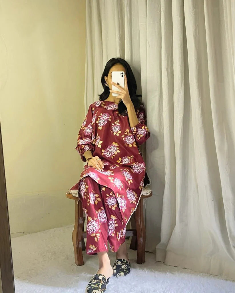 GULAB PRINT 2PCS (brown)