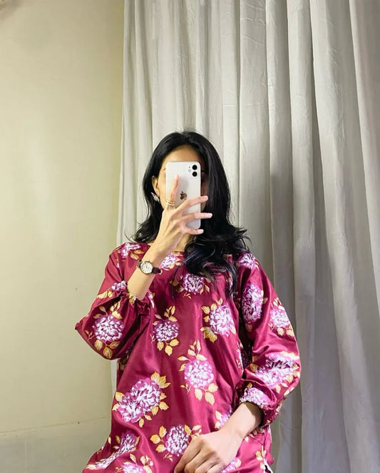 GULAB PRINT 2PCS (mehroon)