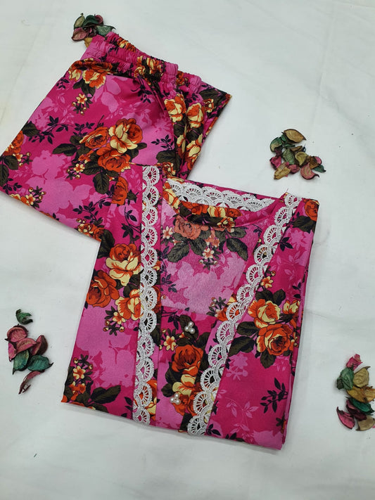 Cotton 2-Piece Stitched Set with Elegant Lace Detailing – Long Length Outfit