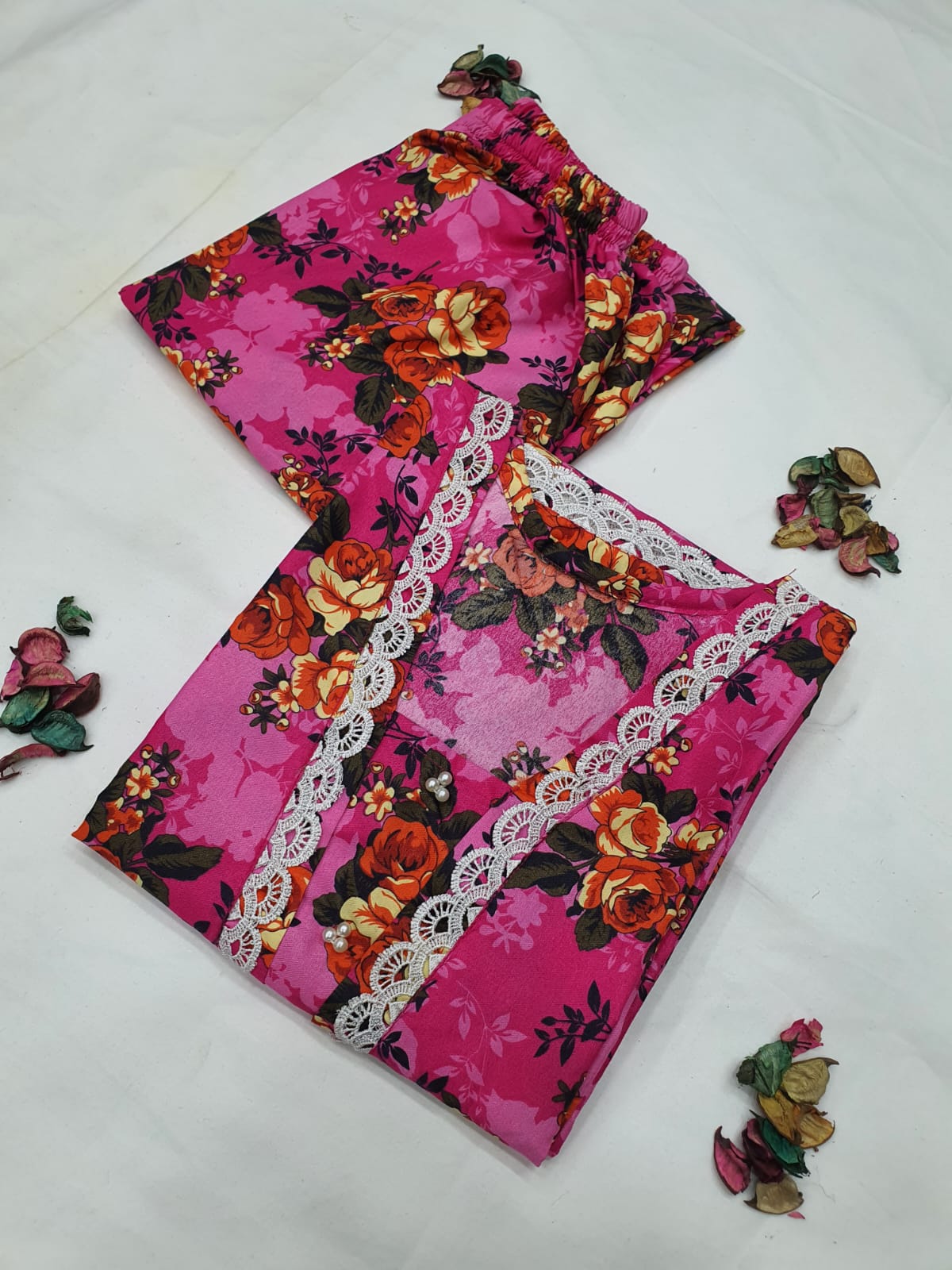 Cotton 2-Piece Stitched Set with Elegant Lace Detailing – Long Length Outfit