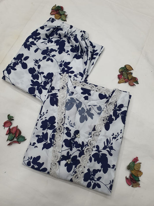 Cotton 2-Piece Stitched Set with Elegant Lace Detailing – Long Length Outfit