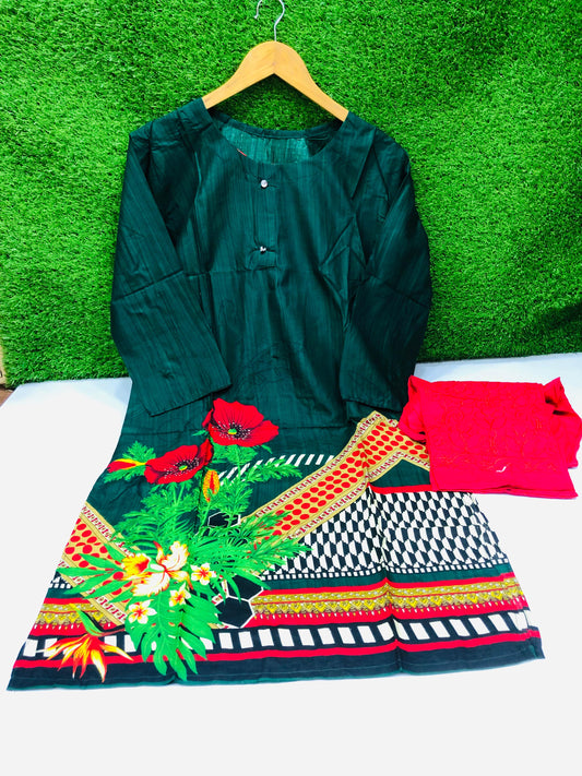 Stitched 2-Piece Set Digital Printed Air Line Froq Outfit