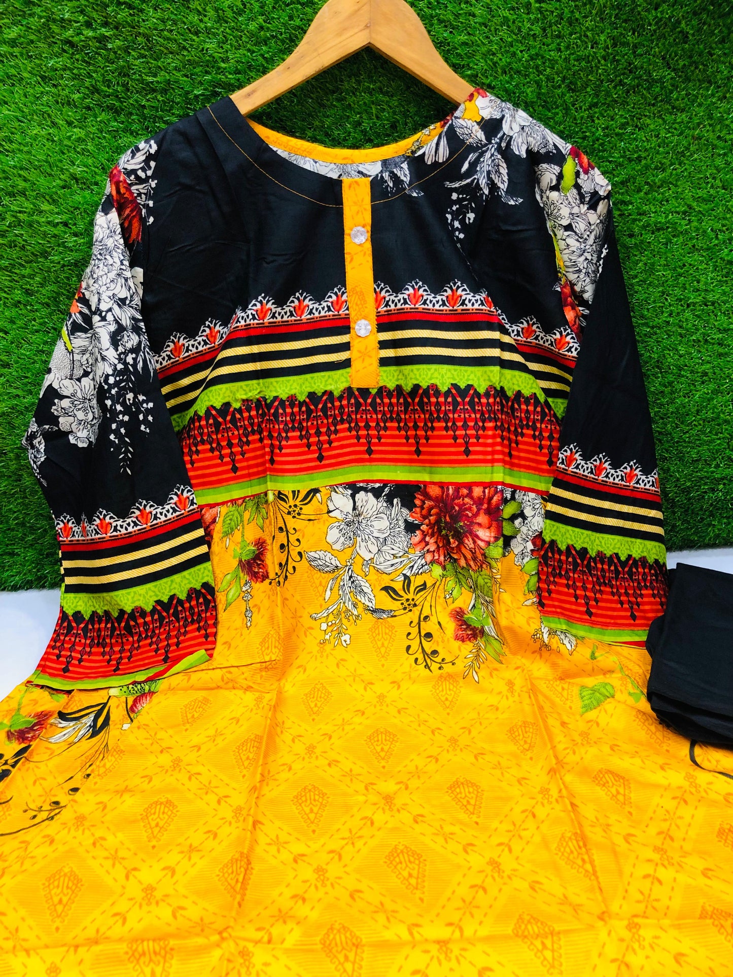 Stitched 2-Piece Set Digital Printed Peplum Froq Outfit