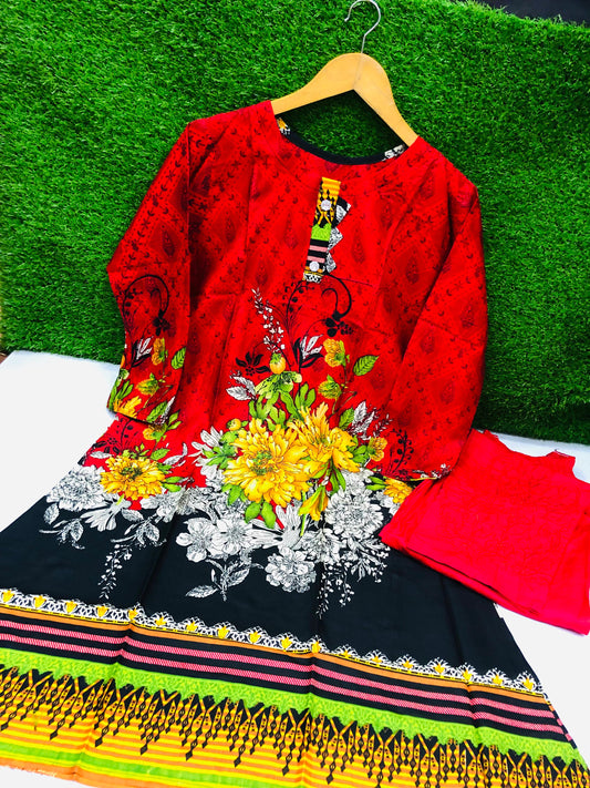 Stitched 2-Piece Set Digital Printed Air Line Froq Outfit