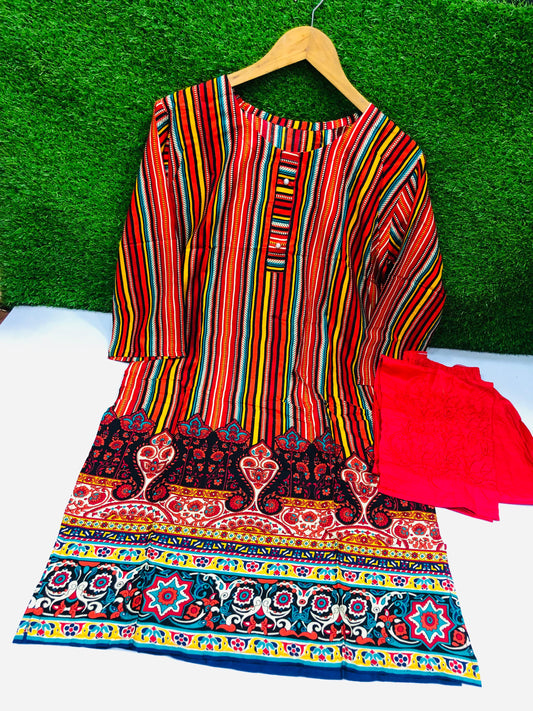 Stitched 2-Piece Set Digital Printed Outfit