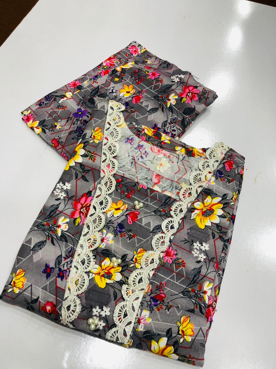 Stitched 2-Piece Set with Elegant Lace Detailing