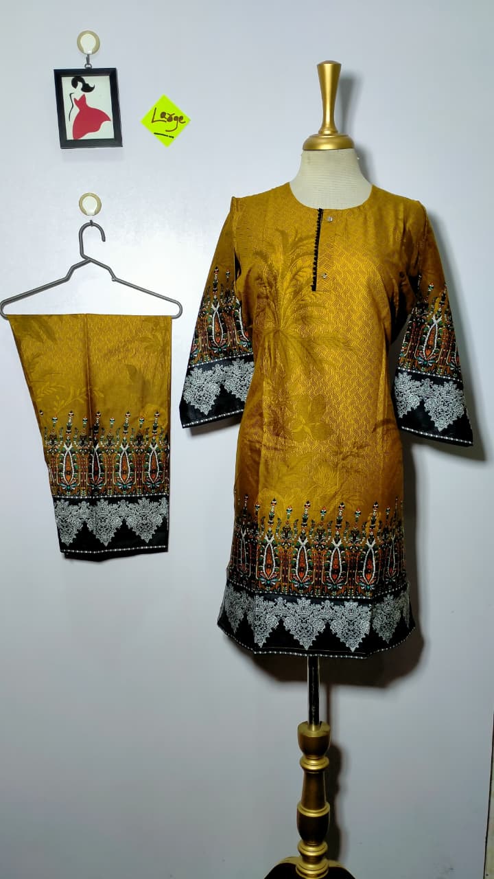 Long Length Stitched 2-Piece Set Digital Printed Outfit With Shalwar