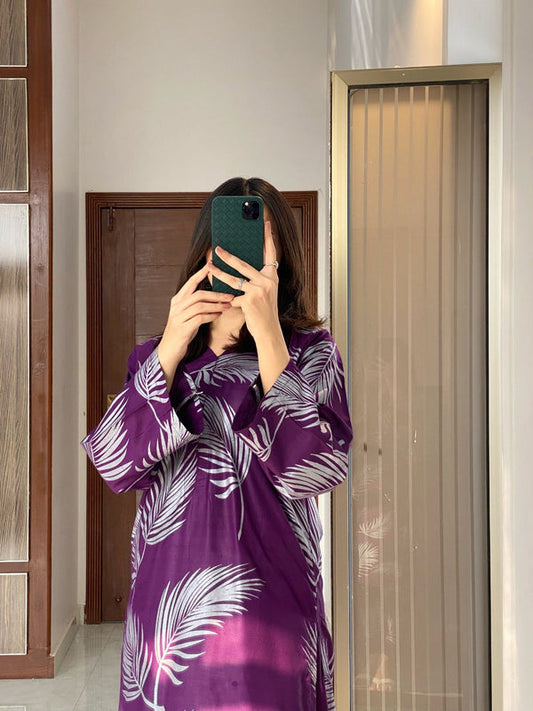 Big Leaf design Stitched 2Pcs (purple)