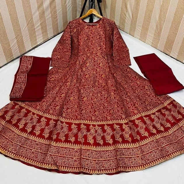 Ajwa Special stitched 3 pieces block print maxi