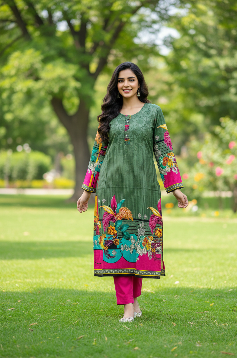 Stitched 2-Piece Set Digital Printed Outfit