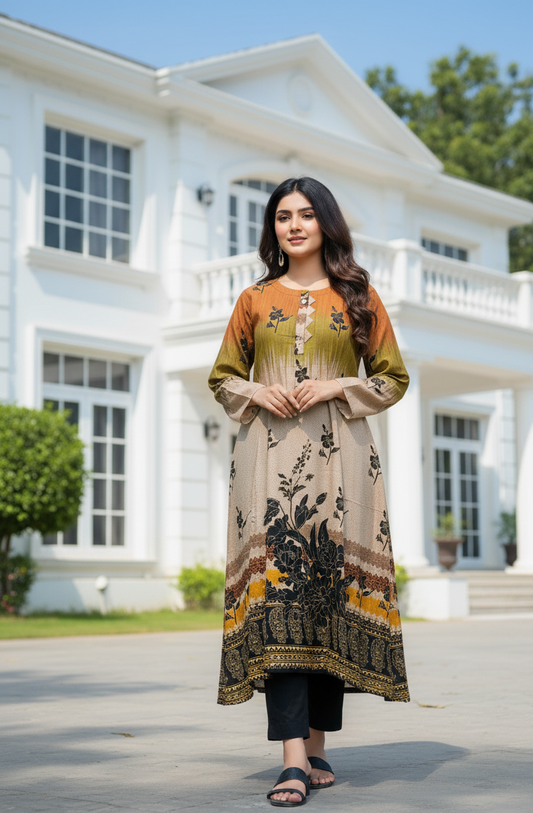 Stitched 2-Piece Set Digital Printed Air Line Froq Outfit