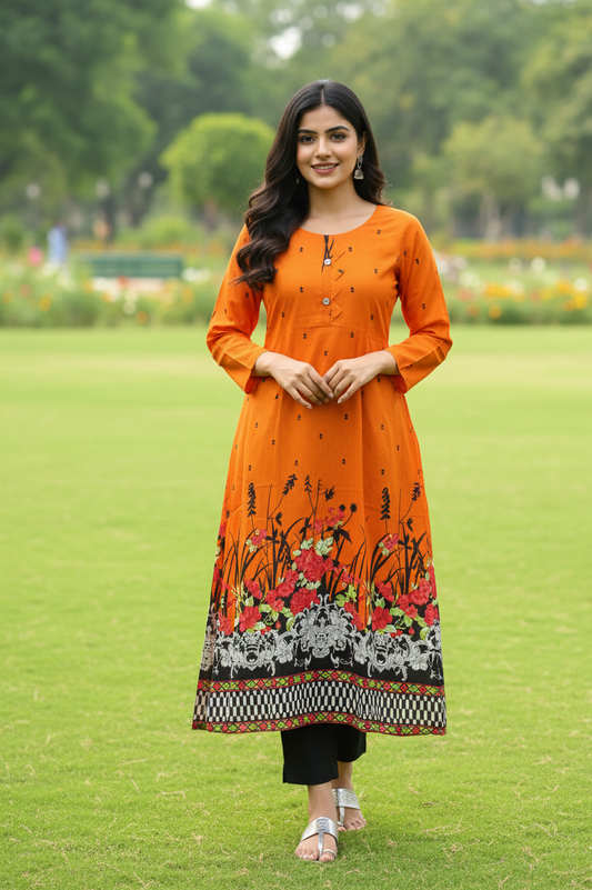 Stitched 2-Piece Set Digital Printed Air Line Froq Outfit