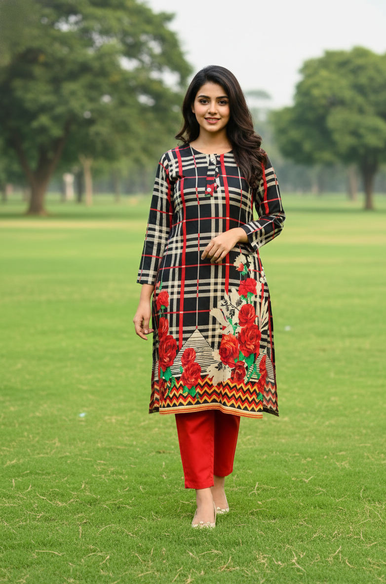 Stitched 2-Piece Set Digital Printed Air Line Froq Outfit