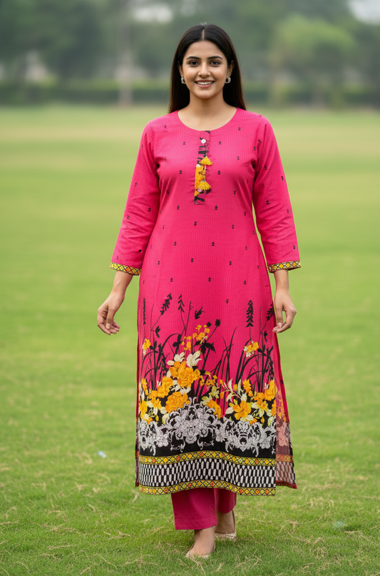 Stitched 2-Piece Set Digital Printed Air Line Froq Outfit