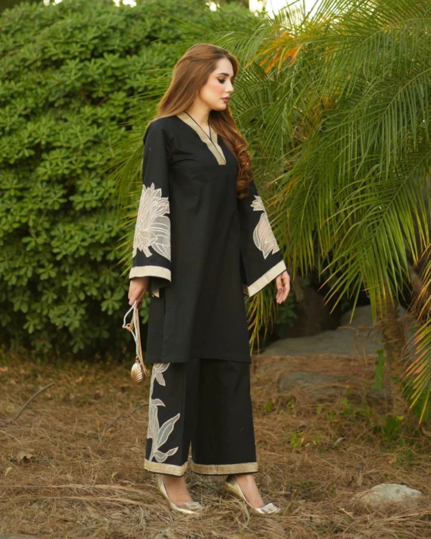 Almond ( Stitched Emb 2 Pcs) With plazo