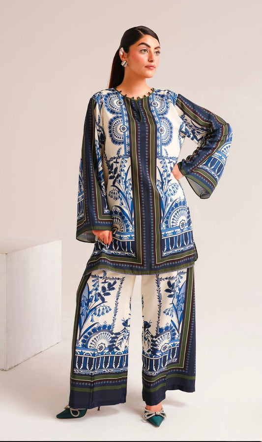 Silk Floral Plazo 2pc