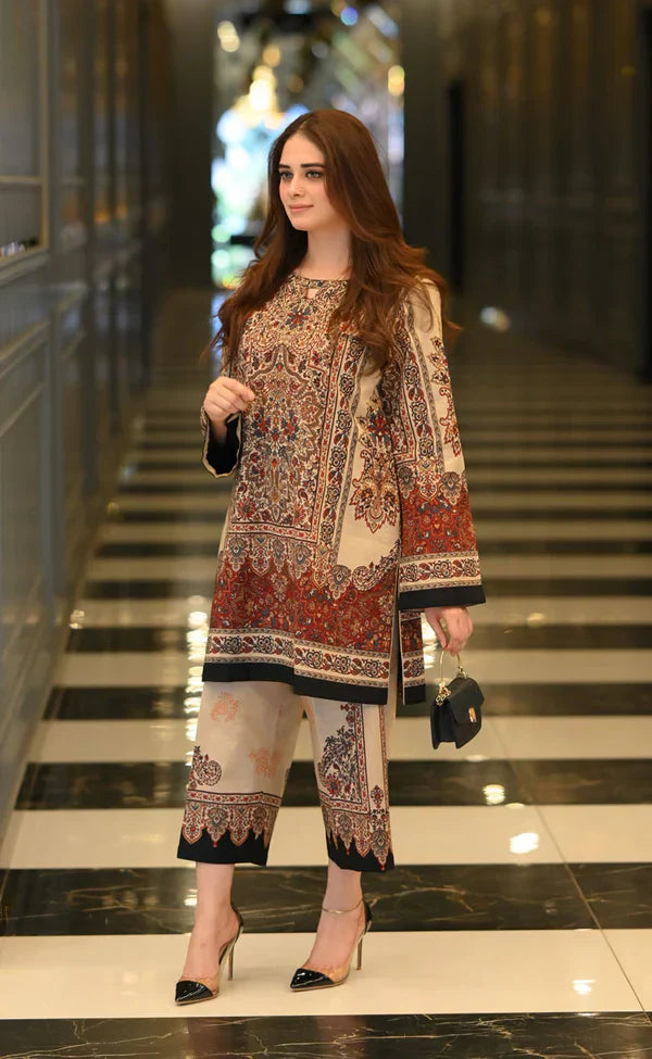 Skin Brown Vintage Digital Printed CO-ORD Set