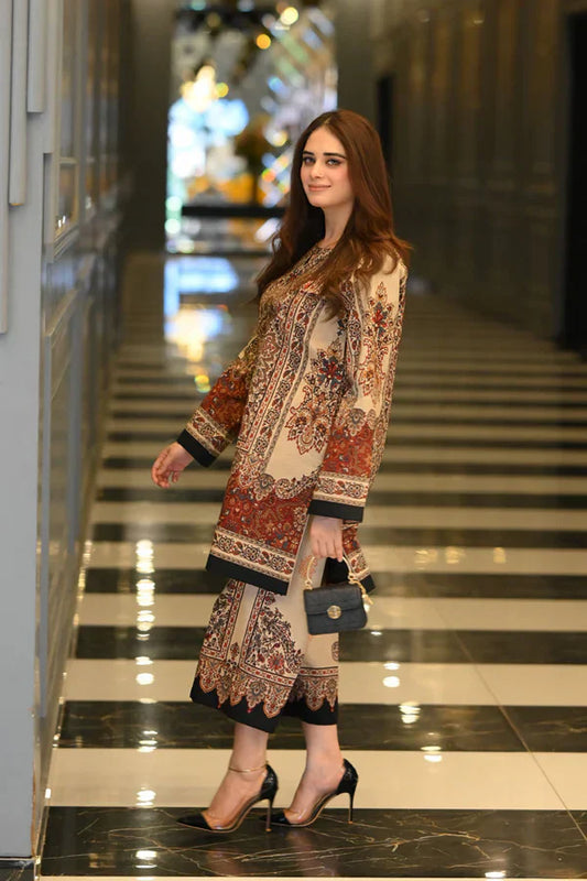 Skin Brown Vintage Digital Printed CO-ORD Set