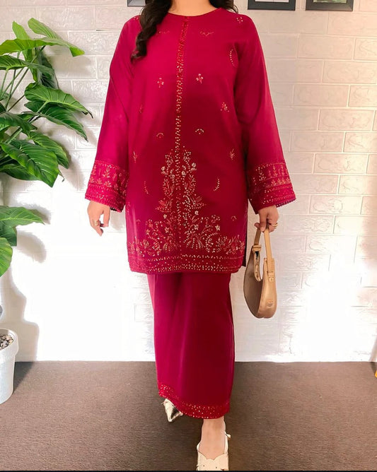 LEENA EMBROIDED STITCHED 2 PIECES