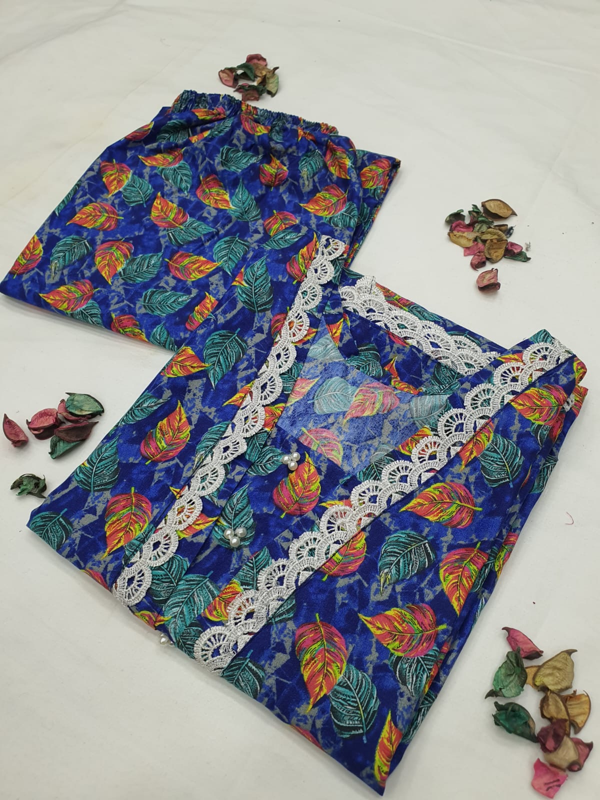 Cotton 2-Piece Stitched Set with Elegant Lace Detailing – Long Length Outfit