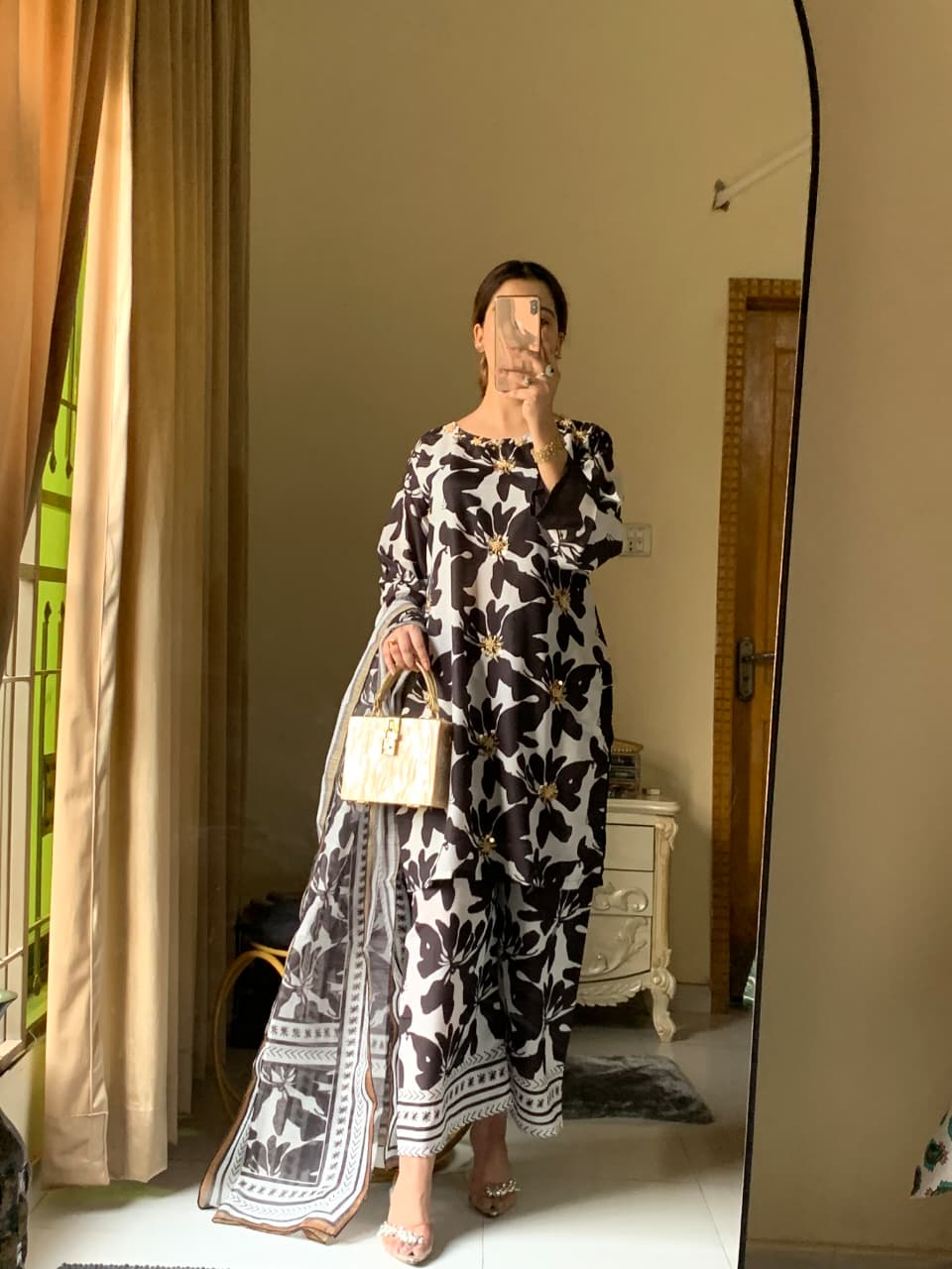 Aniqa  Long line Stitched Silk Lawn 3-Piece Collection