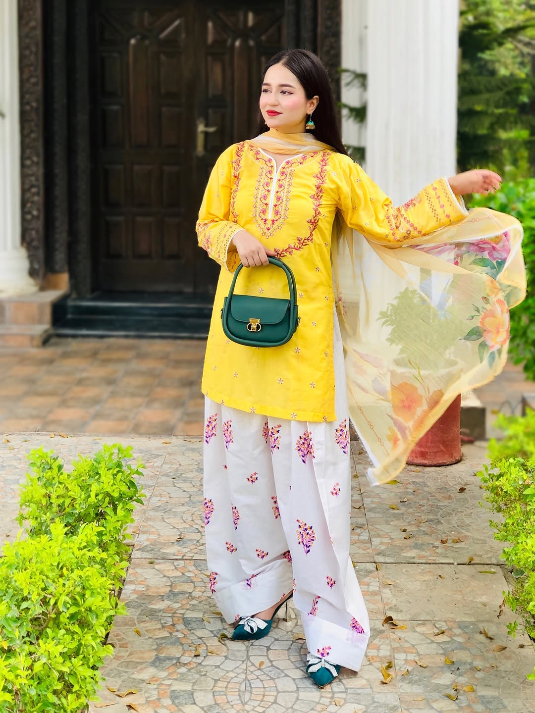 Lemon Bloom Farshi Shalwar 3 piece