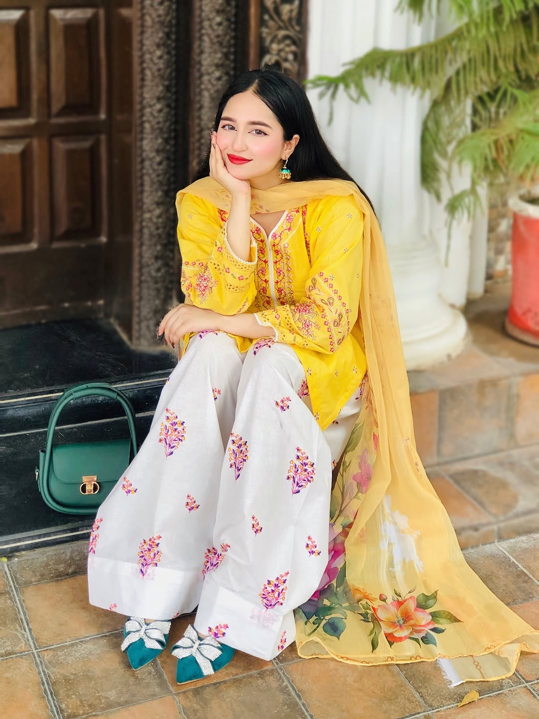 Lemon Bloom Farshi Shalwar 3 piece