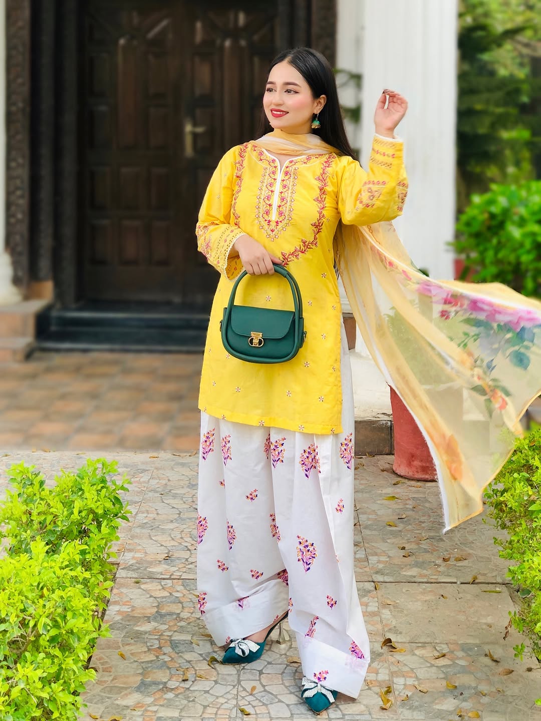 Lemon Bloom Farshi Shalwar 3 piece