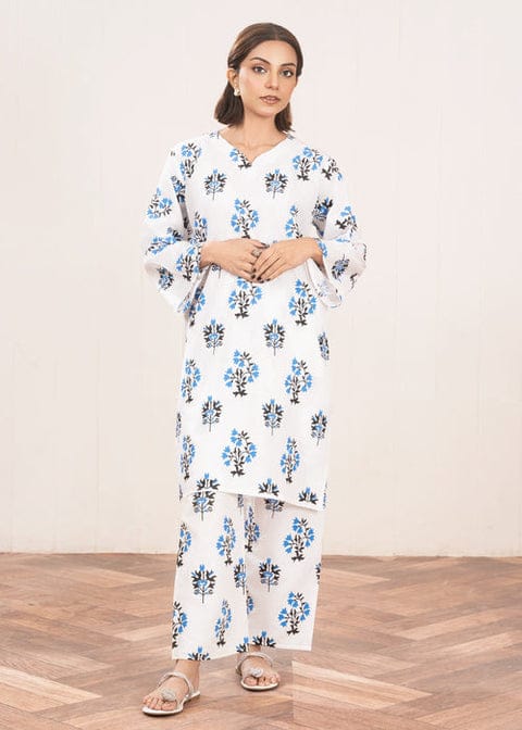 Iqra Kanwal Design Elegant look printed 2 pieces (white)