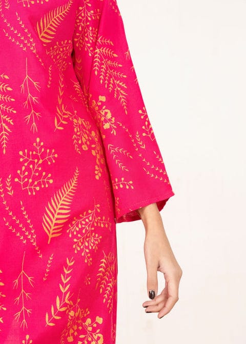 Floral Leaf Print Stitched 2Pcs (gajri)