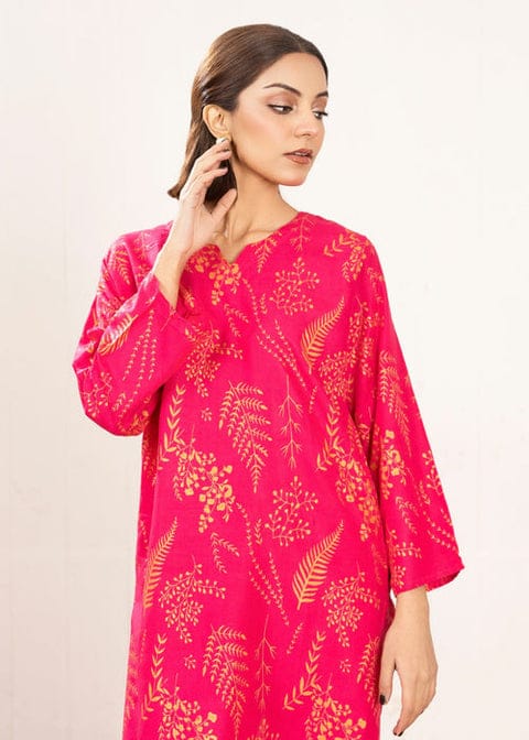 Floral Leaf Print Stitched 2Pcs (gajri)