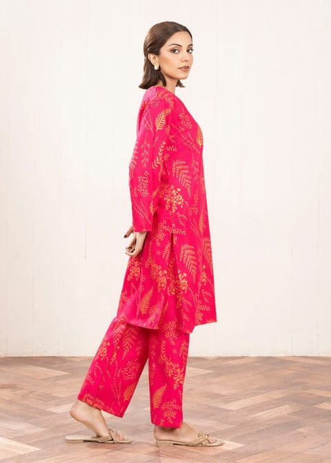 Floral Leaf Print Stitched 2Pcs (gajri)