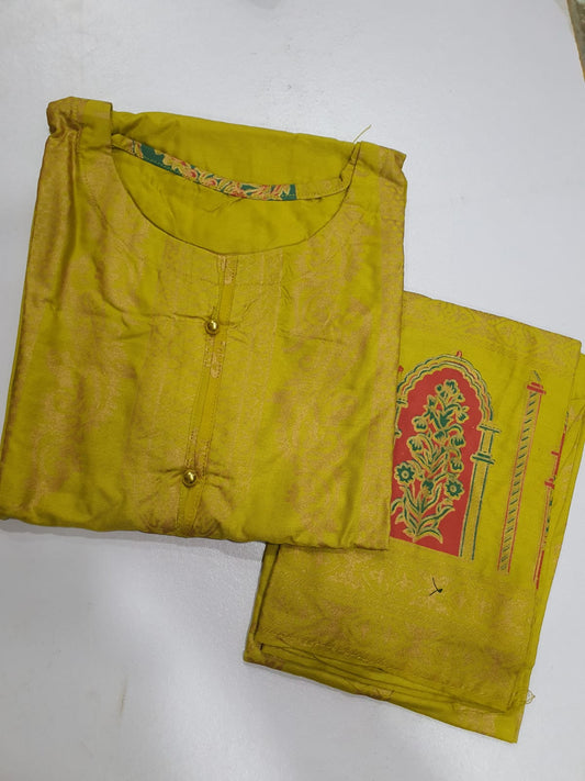 Classy Handmade Summer Arabic Lenan 2-Piece Suit (mendhi)