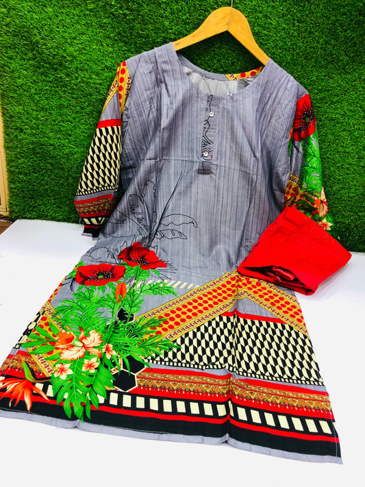 Stitched 2-Piece Set Digital Printed Air Line Froq Outfit