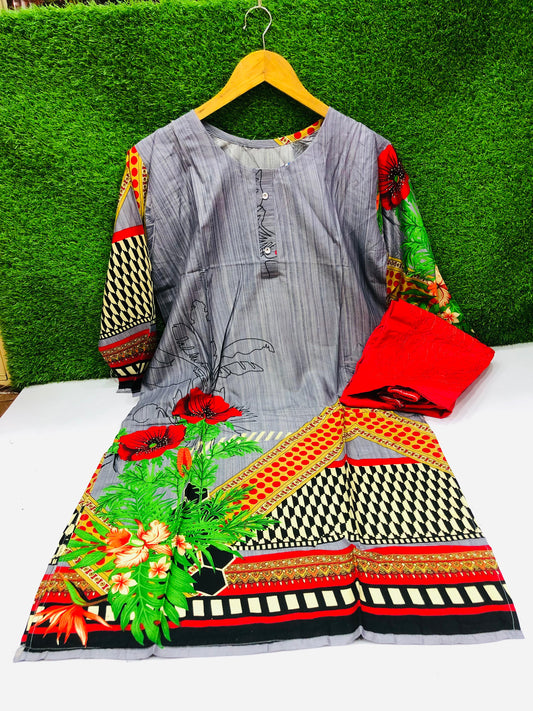 Stitched 2-Piece Set Digital Printed Air Line Froq Outfit