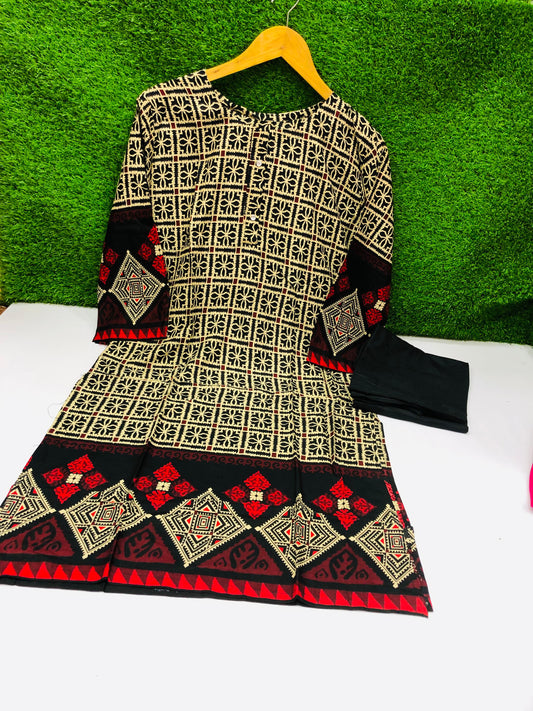 Stitched 2-Piece Set Digital Printed Outfit