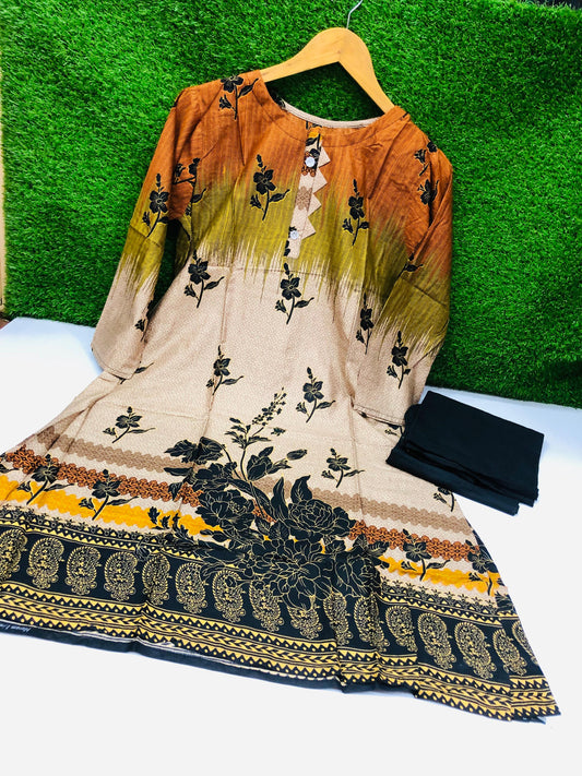 Stitched 2-Piece Set Digital Printed Air Line Froq Outfit