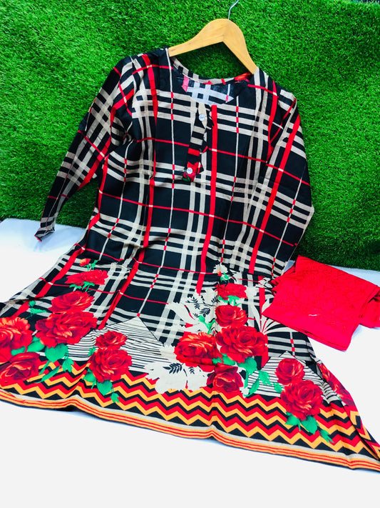 Stitched 2-Piece Set Digital Printed Air Line Froq Outfit