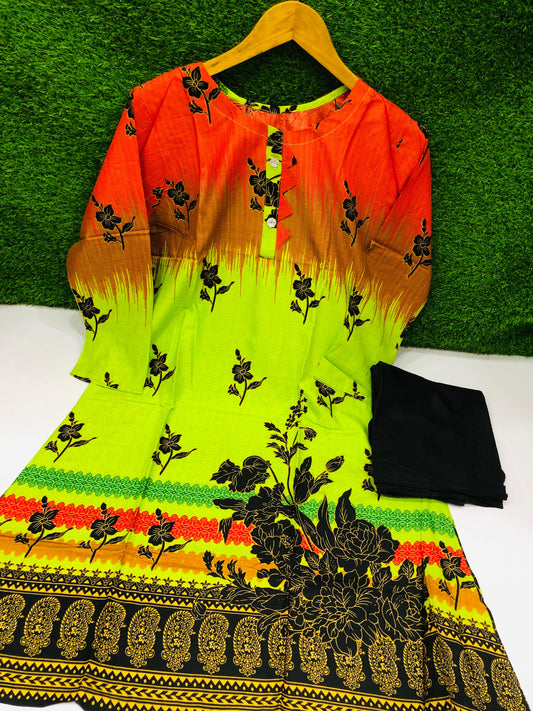 Stitched 2-Piece Set Digital Printed Air Line Froq Outfit