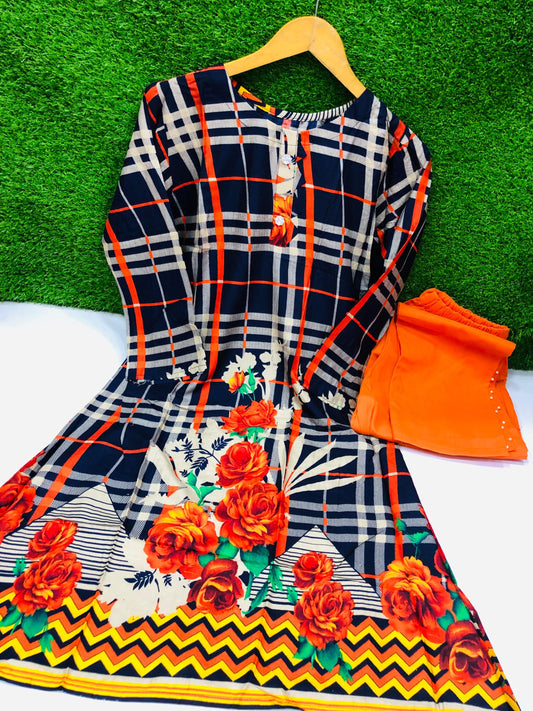 Stitched 2-Piece Set Digital Printed Air Line Froq Outfit