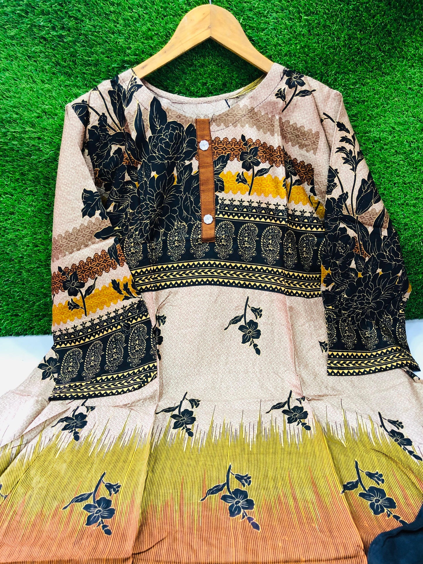 Stitched 2-Piece Set Digital Printed Peplum Froq Outfit