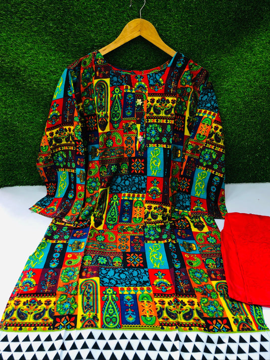 Stitched 2-Piece Set Digital Printed Outfit