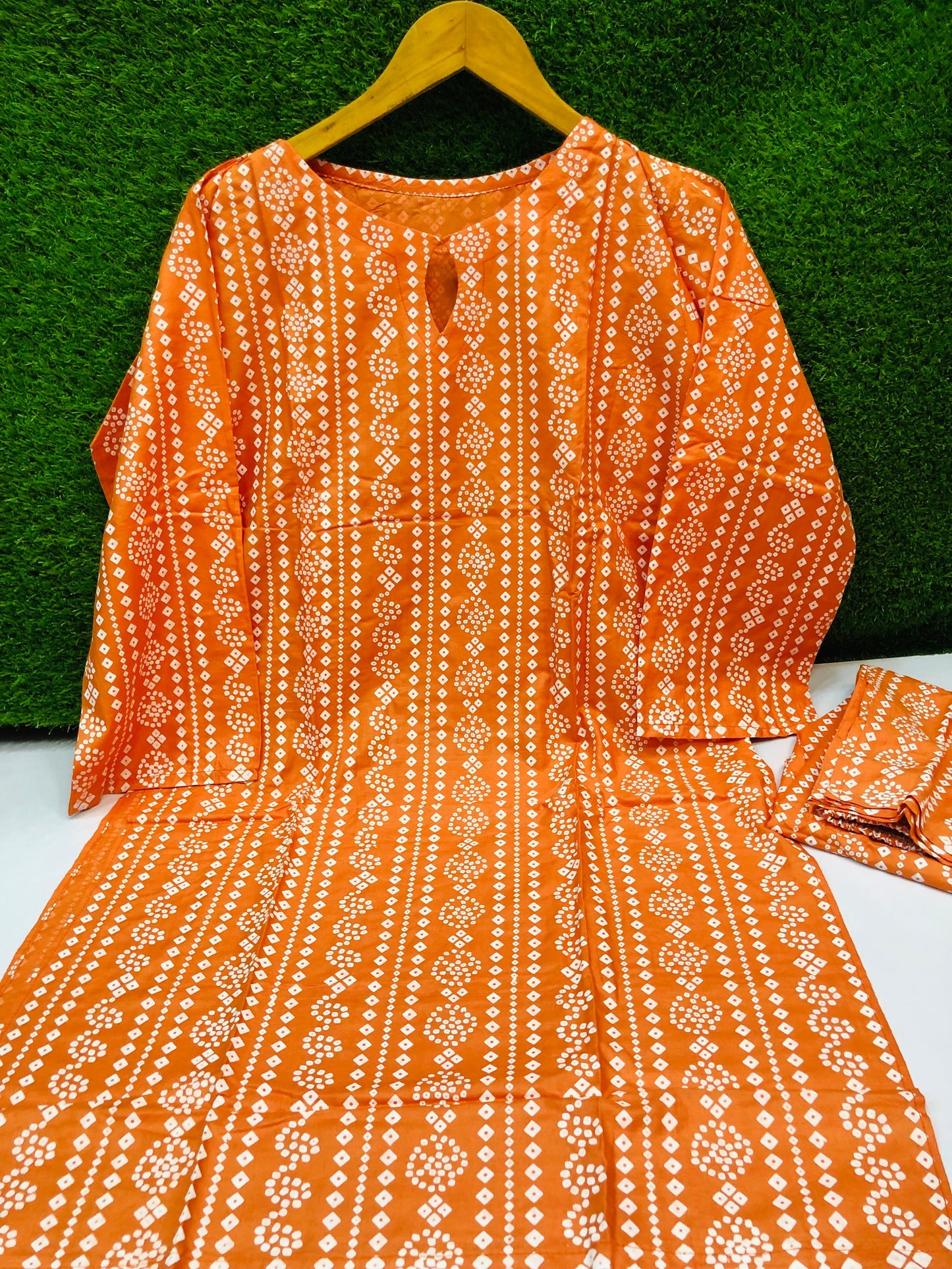 Stitched 2-Piece Set Chunri Outfit (Orange)