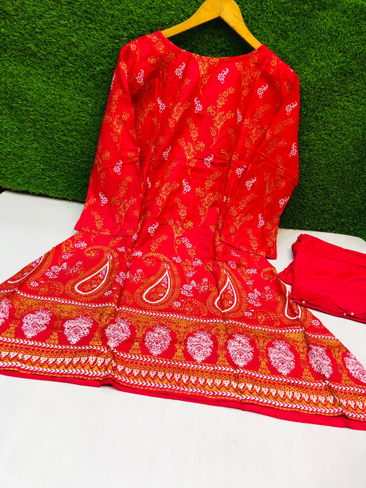 Digital Printed Air Line 2-Piece Outfit – Elegant & Comfortable (Pink)