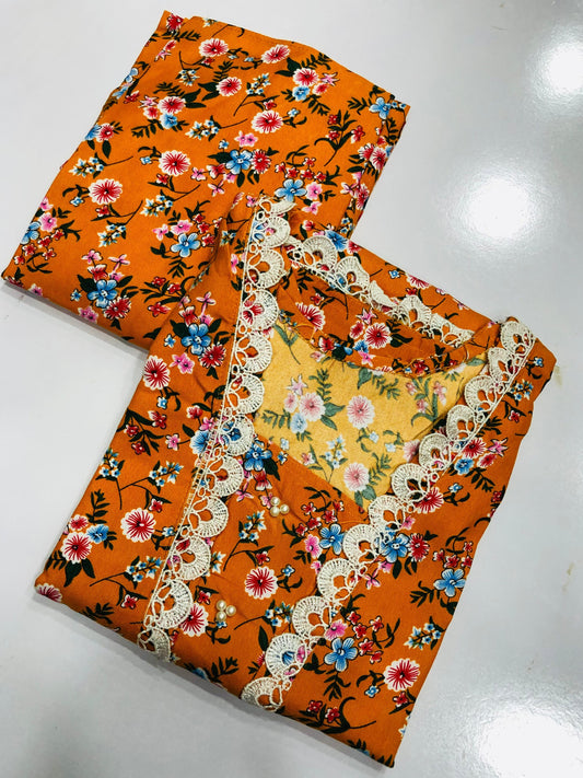 Stitched 2-Piece Set with Elegant Lace Detailing