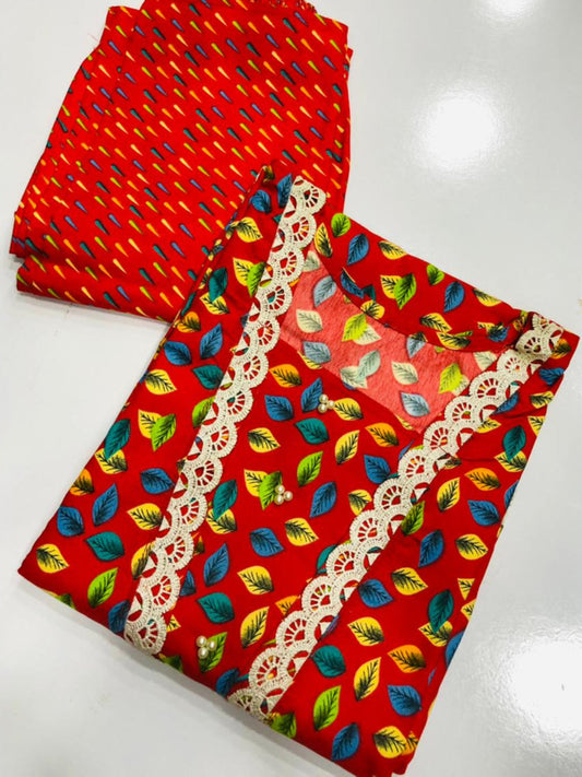 Stitched 2-Piece Set with Elegant Lace Detailing