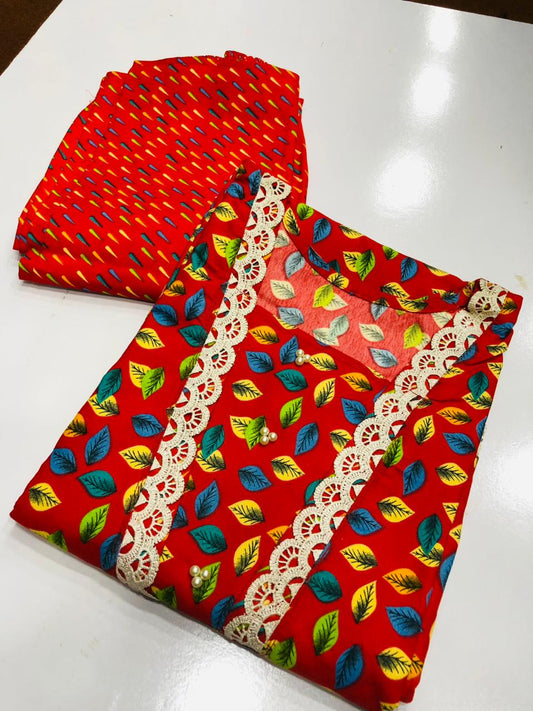 Stitched 2-Piece Set with Elegant Lace Detailing