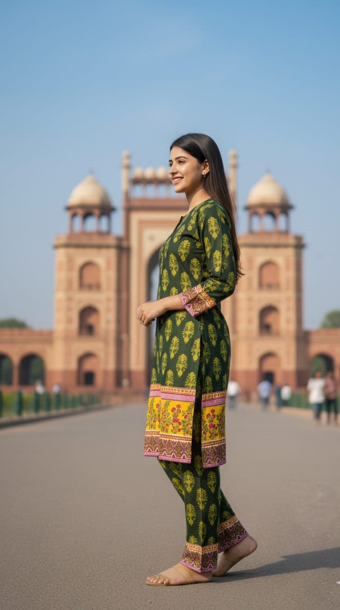 Long Length Stitched 2-Piece Set Digital Printed Outfit With Shalwar