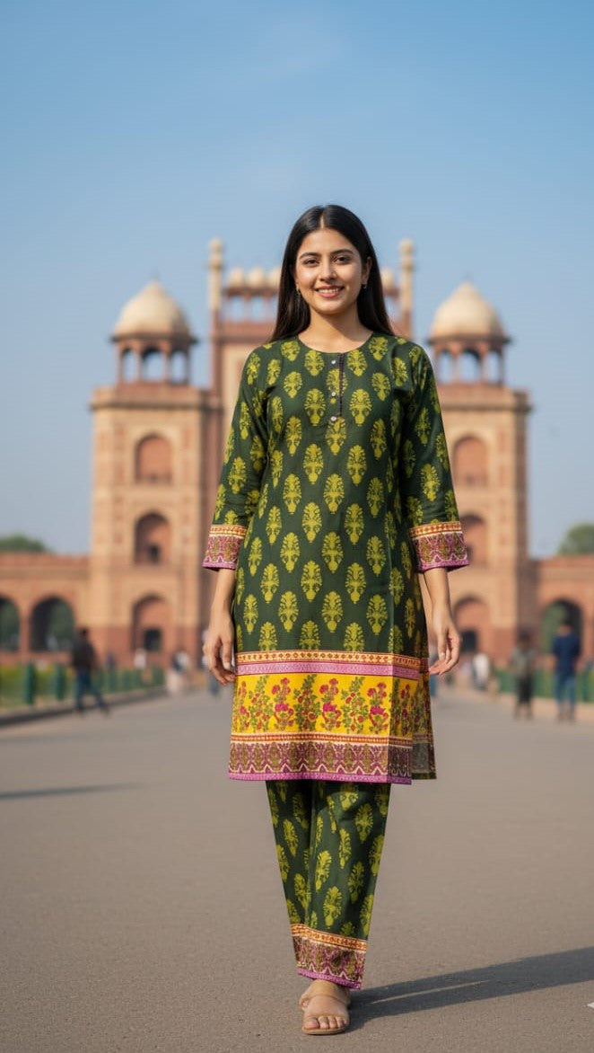 Long Length Stitched 2-Piece Set Digital Printed Outfit With Shalwar