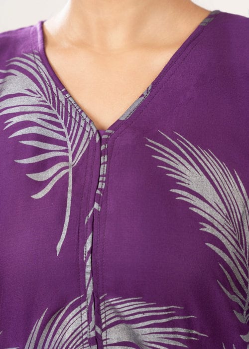 Big Leaf design Stitched 2Pcs (purple)